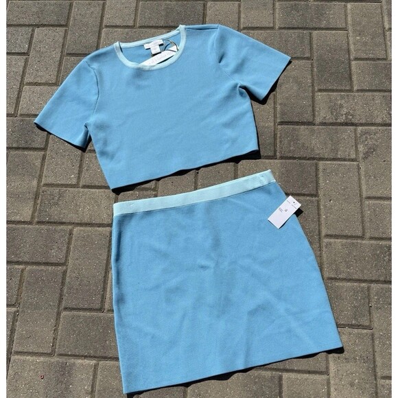 House Of Harlow 1960 Blue Combo 2 Piece Set Crop Top & Skirt NWT $198 Size Large - Picture 1 of 11